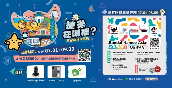 2026北捷數位集章活動 衝109個車站抽好禮